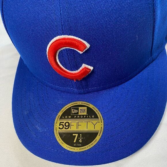 NWT New Era Fitted Blue Chicago Cubs Baseball Cap -Official On Field Size 7 1/4 - Picture 3 of 9